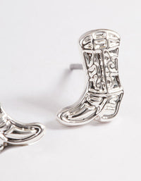 Silver Cowboy Boot Stud Earrings - link has visual effect only