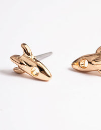 Gold Spaceship Stud Earrings - link has visual effect only