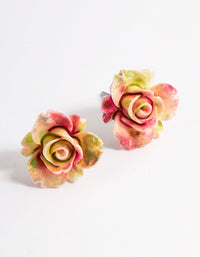 Plastic Large Rose Stud Earrings - link has visual effect only