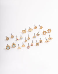 Gold Resin Geometric Stud Earring 12-Pack - link has visual effect only