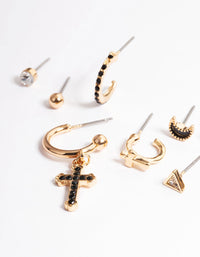 Gold Cross & Symbol Stack Earrings - link has visual effect only