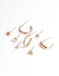 Gold Ball Hoop & Stud Stack Earrings - link has visual effect only