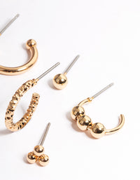 Gold Ball Hoop & Stud Stack Earrings - link has visual effect only