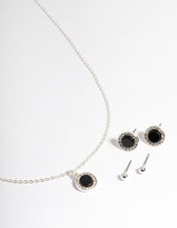 Silver Diamante Round Jewellery Set - link has visual effect only