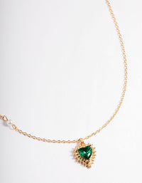 Gold Green & Diamante Heart Pendant Necklace - link has visual effect only