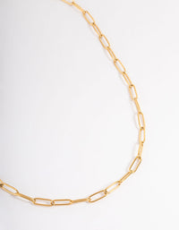 Waterproof Gold Plated Stainless Steel Open Oval Link Necklace - link has visual effect only