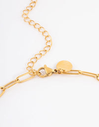 Waterproof Gold Plated Stainless Steel Open Oval Link Necklace - link has visual effect only