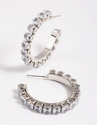 Cubic Zirconia Silver 25mm Diamante Hoop Earrings - link has visual effect only