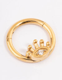 Gold Plated Surgical Steel Evil Eye Clicker Ring - link has visual effect only