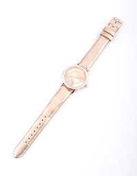 Rose Gold Faux Leather Glitter Face Watch - link has visual effect only