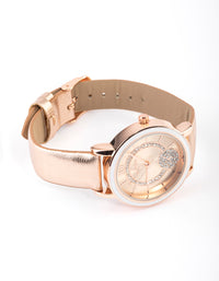 Rose Gold Faux Leather Glitter Face Watch - link has visual effect only