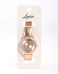 Rose Gold Faux Leather Glitter Face Watch - link has visual effect only