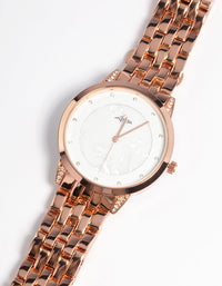 Rose Gold Diamante Marker Watch - link has visual effect only