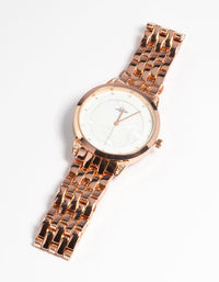 Rose Gold Diamante Marker Watch - link has visual effect only