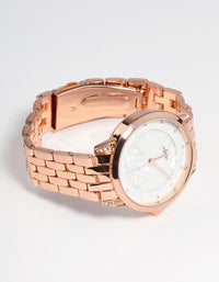 Rose Gold Diamante Marker Watch - link has visual effect only