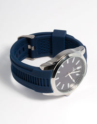 Rhodium Silicone Large Sports Watch - link has visual effect only