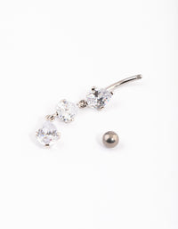 Titanium Cubic Zirconia Three Pear Drop Belly Ring - link has visual effect only