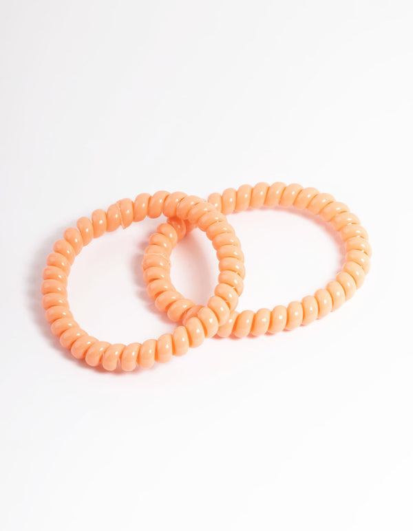 Orange Plastic Narrow Hair Spiral Pack