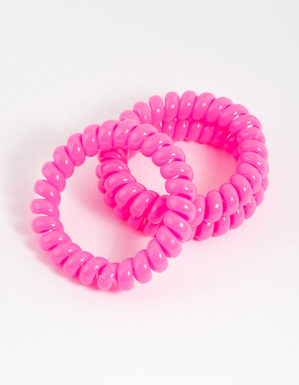 Fuchsia Plastic Large Hair Spiral Pack