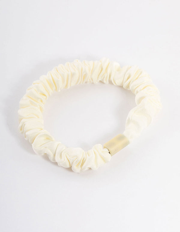 Cream Fabric Clamp Thin Scrunchie