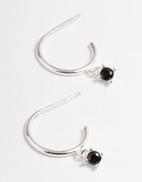 Sterling Silver Cubic Zirconia Four Claw Hoop Earrings - link has visual effect only