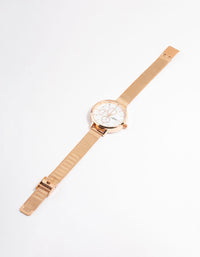 Rose Gold Subdial Mesh Watch - link has visual effect only