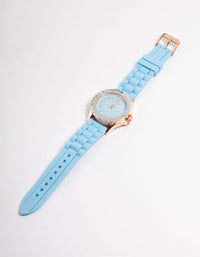 Blue Silicone Sport Watch - link has visual effect only