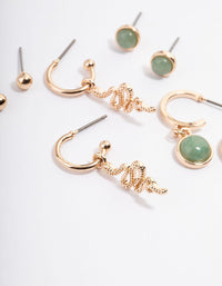 Gold Green Aventurine Snake Stack Earring Pack - link has visual effect only