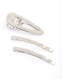 Silver Diamante Mixed Slide Claw Clip Pack - link has visual effect only