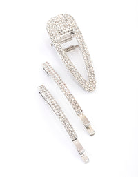 Silver Diamante Mixed Slide Claw Clip Pack - link has visual effect only