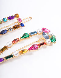 Gold Mixed Stone Pearl Hair Clip Pack - link has visual effect only