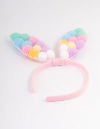 Kids Fabric Pom Pom Bunny Ear Headband - link has visual effect only