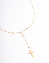 Waterproof Gold Plated Y Drop Ball Cross Necklace - link has visual effect only