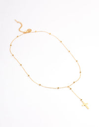 Waterproof Gold Plated Y Drop Ball Cross Necklace - link has visual effect only