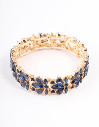 Gold Mixed Diamante Tear Drop Blue Stone Bracelet - link has visual effect only