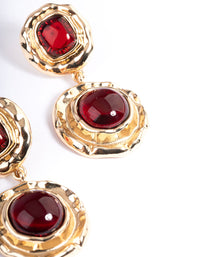 Red Vintage Molten Round Drop Earrings - link has visual effect only