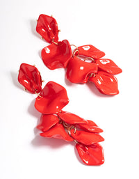 Red Coated Petal Drop Earrings - link has visual effect only