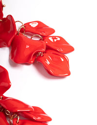 Red Coated Petal Drop Earrings - link has visual effect only