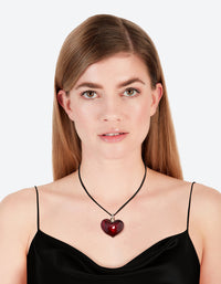 Large Red Puffy Heart Suede Cord Necklace - link has visual effect only