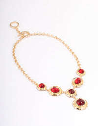 Red Hammered Disc Stone Y-Neck Necklace - link has visual effect only