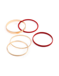 Red Mixed Textured Twist Bracelet 5-Pack - link has visual effect only