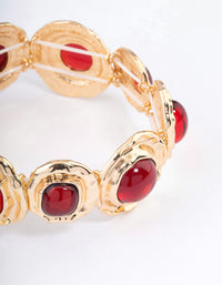 Red Large Hammered Circle Stone Bracelet - link has visual effect only