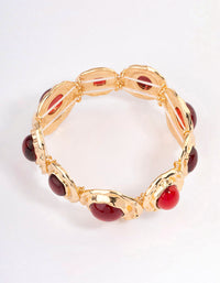 Red Large Hammered Circle Stone Bracelet - link has visual effect only