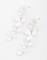 White Graduated Flower Drop Earrings - link has visual effect only