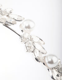 Silver Crystal Pearl Floral Headband - link has visual effect only