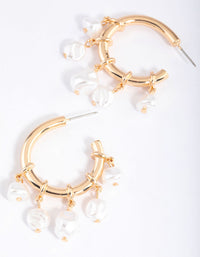 Gold Pearly Nautical Hoop Earrings - link has visual effect only