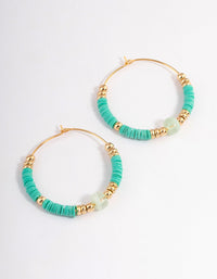 Gold Mixed Bead Statement Hoop Earrings - link has visual effect only