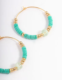 Gold Mixed Bead Statement Hoop Earrings - link has visual effect only