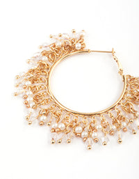 Gold Pearl Overlap Big Hoop Earrings - link has visual effect only