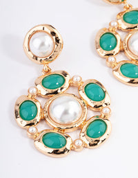 Gold Pearl Drop Round Mixed Earrings - link has visual effect only